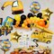 Construction 4th Birthday Balloons – 9-Piece Set with 40-Inch Gold Number 4, Excavator, Dump Truck, Crane, Bulldozer Foil Balloons for Boys’ Construction Party Supplies (Gold)
